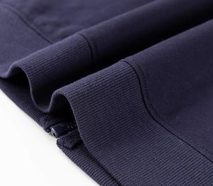 <b>Women's</b> <b>Navy</b> Blue Hooded Zip-Up Sweatshirt Full Sleeve Solid Color Casual Knitted Cotton Autumn Wear - Product Image 6