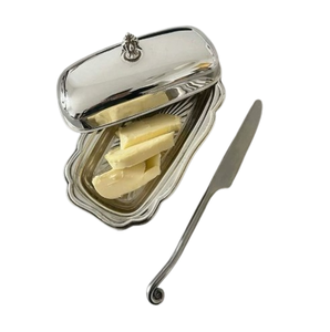 Plateau à fromage durable, assiettes de cuisine élégantes, couvercle métallique moderne, plat à beurre en acier inoxydable - Product Image 1