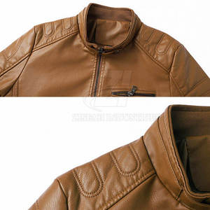 Veste en cuir pour motard avec logo personnalisé, vente directe d'usine, veste en cuir légère pour homme - Product Image 5