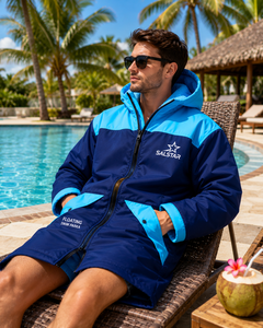 Parka de bain imperméable à capuche style contrastant, à manches longues, séchage rapide, respirante, avec doublure polaire et fermeture éclair, idéale pour se changer - Product Image 5