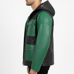 Veste d'hiver pour homme en cuir de haute qualité avec fermeture éclair, manches longues, col montant, imperméable et écologique – Vente en gros - Product Image 3