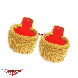 Épaulettes d'épaule rouges pour blazer avec franges dorées – Idéales pour défilés et tenues de cérémonie - Product Image 1