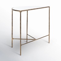 Table de salon moderne convertible en demi-lune avec miroir, design semi-circulaire, cadre fin en bronze, petite table d'entrée pour couloir, présentoir pour hôtel