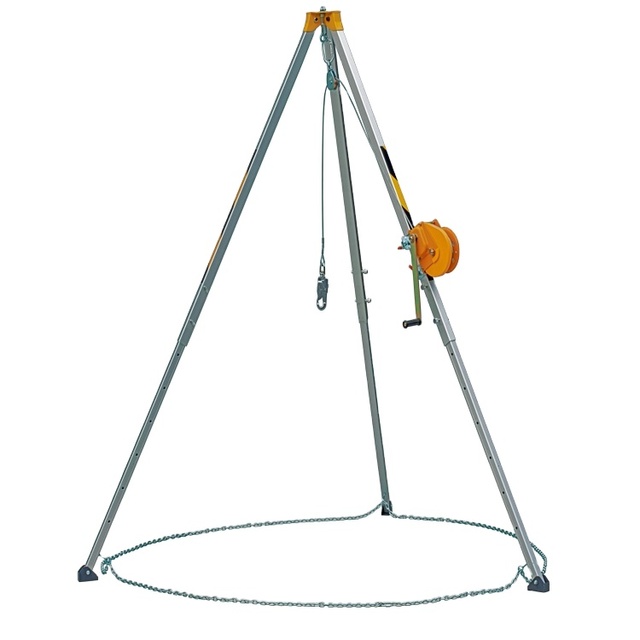ADELA EN795 Certified Confined Space Rescue Tripod with Aluminum Alloy Handle and Hand Winch for Fall Protection