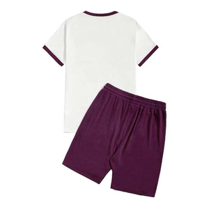 Custom Breathable Eco-Friendly Summer Casual Men's 2-Piece T-Shirt Shorts <b>Set</b> 100% Cotton Stand Collar Sporty Running Short - Product Image 2