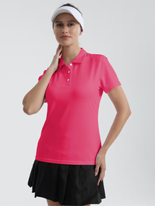 Women's Pink for Shirt Short Sleeve Solid Color Breathable Knitted 100% Polyester Heat-Transfer Printed 160g Custom Logo Print - Product Image 2