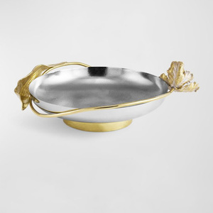 Juego de 3 Tazones de Servir de Acero Inoxidable de Lujo con Asa Floral Bañada en Oro y Acabado Espejo para Decoración de Mesa de Comedor - Product Image 1