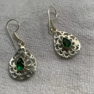 Sterling Silver Faceted <b>Green</b> Zircon <b>Earrings</b> Handcrafted Bohemian Style Pearl Party Wear Jewelry <b>Earring</b> For women jewelry - Product Image 1