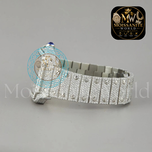 Montre analogique classique de luxe en moissanite et quartz, édition limitée, cadran carré, chiffres romains, bracelet en acier inoxydable, unisexe - Product Image 3