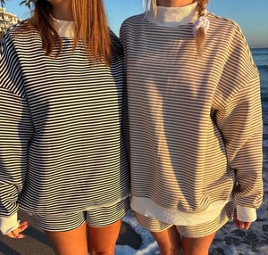 High Quality Custom Women Mockneck Casual Solid Knitted Sweatshirt Soft Cotton Fleece Winter Front Logo <b>Drop</b> Shoulder Baggy - Product Image 1