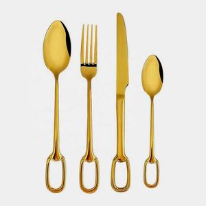 Juego de cubiertos de lujo con mango de acero inoxidable para restaurante de oro pulido a la venta - Product Image 1