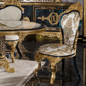 Classic Luxury Eco-Friendly Comfortable Durable <b>Dining</b> <b>Table</b> Set Solid Mahogany Antique Gold Carving European Style Villa - Product Image 3