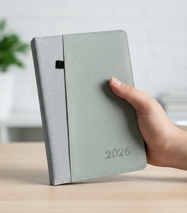 2026 Diary A5 <b>Day</b> to Page Full Year <b>Planner</b> Desk Luxury Stitched Fabric Cover - Product Image 4
