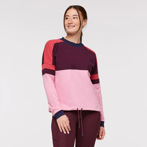 Multi Panels <b>Long</b> Sleeve Crew Neck <b>Women's</b> <b>Sweatshirts</b> Full Sleeve Knitted Cotton Bamboo Fiber Casual Autumn <b>Sweatshirt</b> <b>Women</b> - Product Image 1