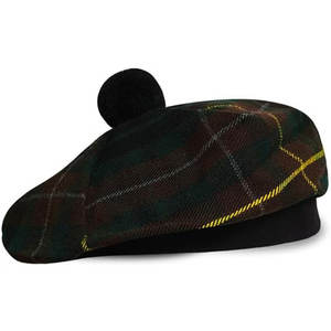 Chapeau écossais Tam o' Shanter en tartan avec pompon, bonnet en laine personnalisé, vente en gros - Product Image 1