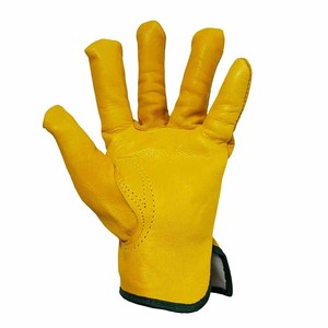 Premium Cowhide Grain Leather Yellow <b>Driver</b> <b>Gloves</b> Fleece Lined Lorry Driving Work <b>Gloves</b> Heavy Duty Heat Resistant - Product Image 3