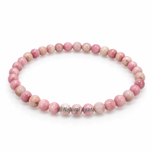 Pulsera de Rodonita de 4mm al por Mayor, Pulsera Elástica de Rodonita Rosa Natural con Cuentas de Cristal, Regalo de Boda - Product Image 2