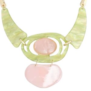 Conjunto de Collar y Pendientes con Diseño Marmoleado en Oro, Rosa y Verde, Joyería de Moda para Mujer, Elegante Collar y Aretes, Accesorio de Regalo para Fiesta - Product Image 5