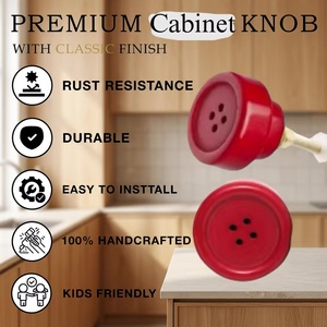 Perilla redonda de plástico roja para gabinete, con tornillo, fácil instalación, para cocina, armario, cajón, estilo contemporáneo - Product Image 2