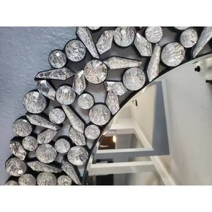 <b>Silver</b> Round <b>Mirror</b> with Crystal Decoration Handmade Golden Frame Contemporary Design Luxury Wall <b>Mirror</b> Home Decor REHMAN CRAFT - Product Image 3