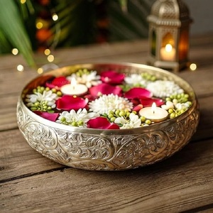 Vintage Style Metal Candle Bowl For Candle Arrangement In Classic Home Decor With Elegant And Timeless <b>Lighting</b> Setup - Product Image 2