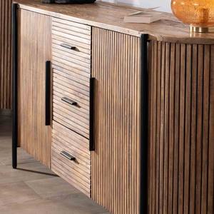 Aparador Vandana Crystal Nature de 200 cm con puertas y cajones en madera exótica Troms - Product Image 5