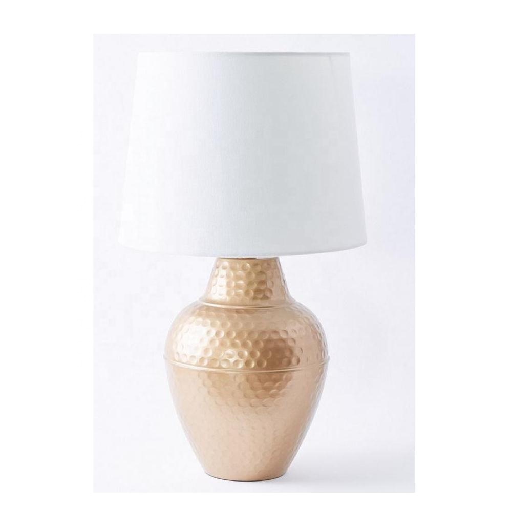 Metal Table Lamp with Hammered Design Without Shade Lamp for Side Table Living Room Home Bedside Nightstand Office Family Lamp