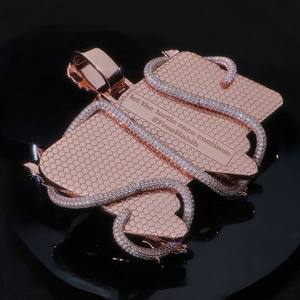 Colgante unisex personalizado con doble número 22, oro rosa, plata de ley 925, moissanita VVS, cadena cubana con letras engastadas - Product Image 2