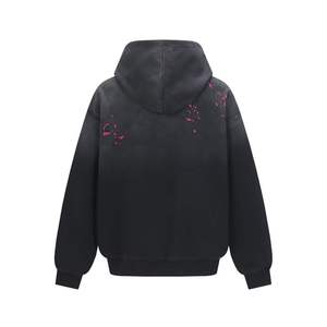Sudadera con Capucha Negra con Diseño de Salpicaduras de Pintura para Hombre, Estilo Casual Urbano, Manga Larga, Sudadera de Invierno, Corte Holgado - Product Image 2