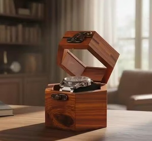 Geometric Wooden <b>Watch</b> <b>Case</b> 6-Slot Handcrafted Hexagon <b>Watch</b> Display Stand Modern Design AHTE MANUEXPO UR-065 - Product Image 3