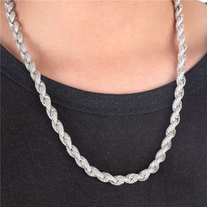 <b>Iced</b> <b>Out</b> Rope <b>Chain</b> Necklace 925 Sterling Silver Moissanite Diamond VVS Hip Hop <b>Chain</b> Luxury Jewelry Gift For Men Women - Product Image 2