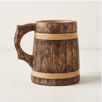 Ensemble de porte-gobelets à bière en bois de manguier artisanal, écologique, personnalisable, avec deux cordes, style Wabi-Sabi, accessoire de bar réutilisable