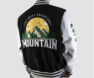 Veste pour homme avec logo personnalisé, veste varsity, veste bomber patchwork, broderie, motif montagne, vêtements d'extérieur - Product Image 3