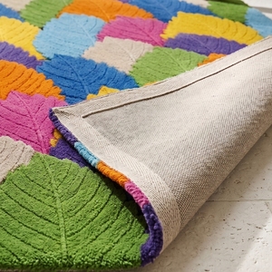 Alfombra de Hojas Coloridas Hecha a Mano, Alfombra de Lana Multicolor, Diseño Botánico Moderno, Venta al Por Mayor Personalizada - Product Image 6