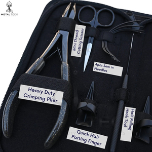Good Supplier OEM ODM Service Best Seller Wholesale Rate Heavy-Duty Stainless Steel Matte Black Hair Extension Stylist <b>Tool</b> Kit - Product Image 6