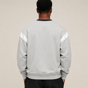 Custom Embroidery Logo Men's Winter Wear Oversized Zipper Heavyweight Stitched Panels 100% Cotton Fleece Crewneck <b>Sweatshirt</b> - Product Image 6