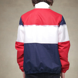 Custom Men's Nylon Pullover Windbreaker Jacket Stand Collar Half Zip <b>Colour</b> Block Design Waterproof Mesh Lining Anorak Style - Product Image 1