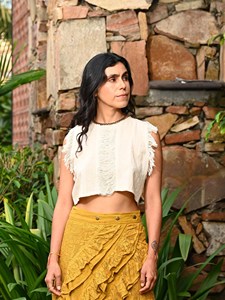 Handcrafted Khadi Cotton <b>Fringed</b> Crop <b>Top</b> Boho Chic Sustainable Women Of-White Khadi Cotton Crop <b>Top</b> - Product Image 1