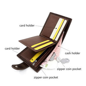 Portefeuille Homme en Cuir Véritable Vintage avec Fermeture Ouverte, Poche Zippée pour Monnaie, Blocage RFID, Logo Personnalisé et Porte-Cartes – Fournisseur OEM - Product Image 6