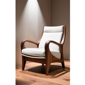 Fauteuil en teck avec assise et dossier rembourrés - Product Image 1