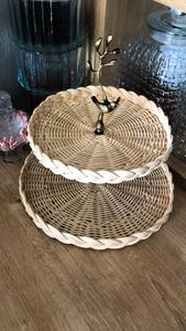 Elegant Braided Rim Woven Cake Stand Natural Rattan Tiered Plate Luxury Eco Friendly Country Wedding Tableware Accent Piece - Product Image 2