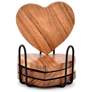 Nuevo Juego de Posavasos Cuadrados de Madera con Soporte de Metal Dorado, Posavasos Rústicos de Madera para Mesa de Café, Bar, Cocina, Decoración del Hogar - Product Image 2