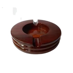 Premium Round Wooden <b>Ashtray</b> for Cigarettes Cigars Solid Wood Tabletop Walnut Finish Modern European Design Home Commercial Use - Product Image 1