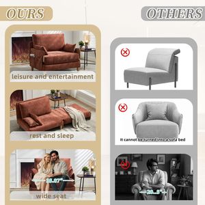 3-in-1 <b>Convertible</b> Mid for Century Modern Decor Sofa <b>Bed</b> Foldable Recliner with Three Pillows for Small Spaces - Product Image 6
