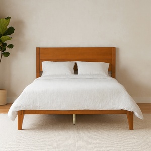 Reseller Support Wholesale Solid Acacia Wood Queen or Customizable size Bed <b>Frame</b> Eco-Friendly Wooden Bed Japanese Joinery Style - Product Image 1