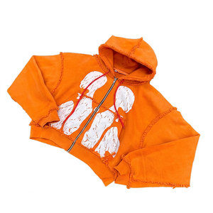 Sweat à capuche zippé tendance, design personnalisé, fabrication professionnelle, impression sérigraphique, en vente. - Product Image 6