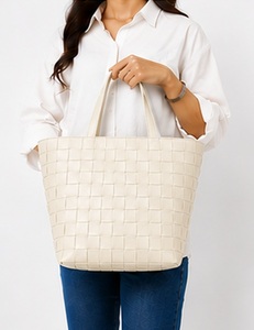 Women's Gravs Genuine Leather Woven Solid Color Summer Open Luxury Handmade Shoulder Tote Bag Premium Fashion Beach Polyester - Product Image 2