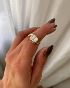 Jewellery Fashion 925 Sterling <b>Silver</b> Wave Twisted <b>Solitaire</b> Pear Cut Prong Crystal Wedding Anniversary <b>Ring</b> Set Women - Product Image 3