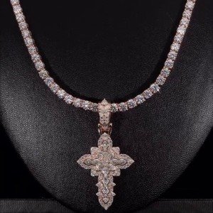 Mixed Cut Diamond Cross Pendant Wholesale Marquise Pear Princess Round Custom <b>Charm</b> Crystalline Structure B2B Supply Factory - Product Image 1