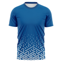 T-shirt pour homme à motif géométrique bleu, sublimation, manches courtes, séchage rapide, coupe sportive régulière, tricoté en polyester, tee-shirt athlétique